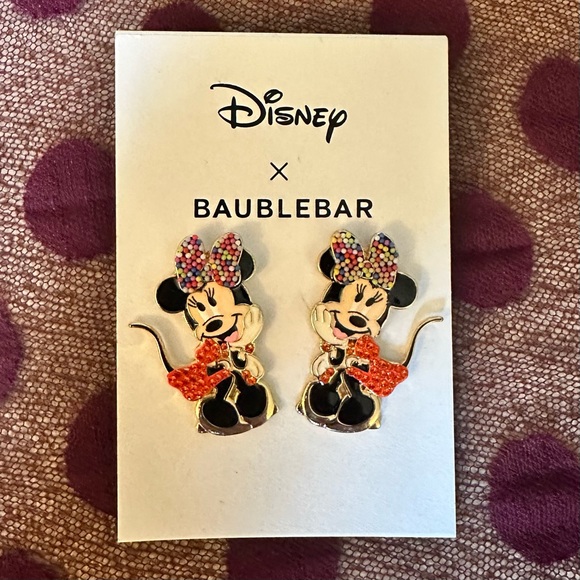 Disney x Baublebar Minnie Mouse Enamel Sparkling Dangle Earrings! - Picture 2 of 5